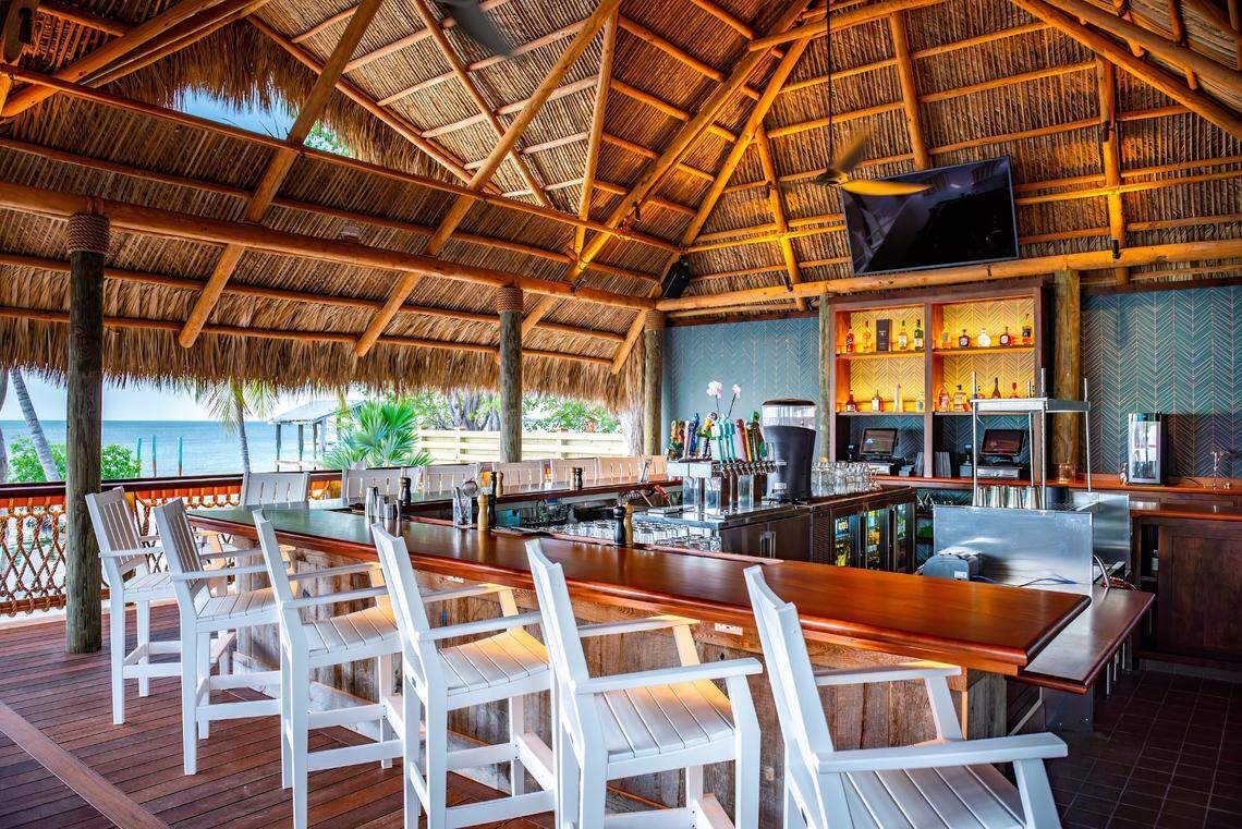 One of the tiki bars at the newly renovated Mile Marker 88 in Islamorada.
