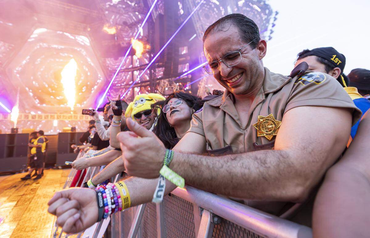 Heisell Fernandez, from Miami, dances as Excision performs during Ultra Music Festival’s 26th anniversary at Bayfront Park on Saturday, March 28, 2026, in downtown Miami, Fla.