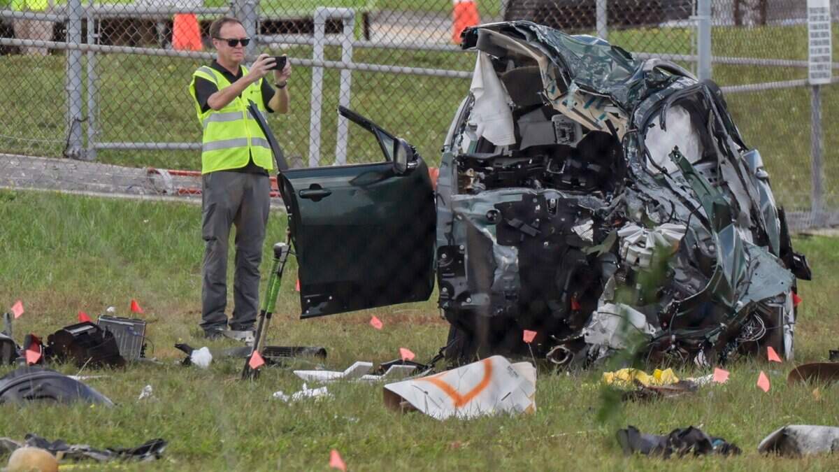 Investigations at the plane crash scene on Tuesday, Sept. 8, 2026.