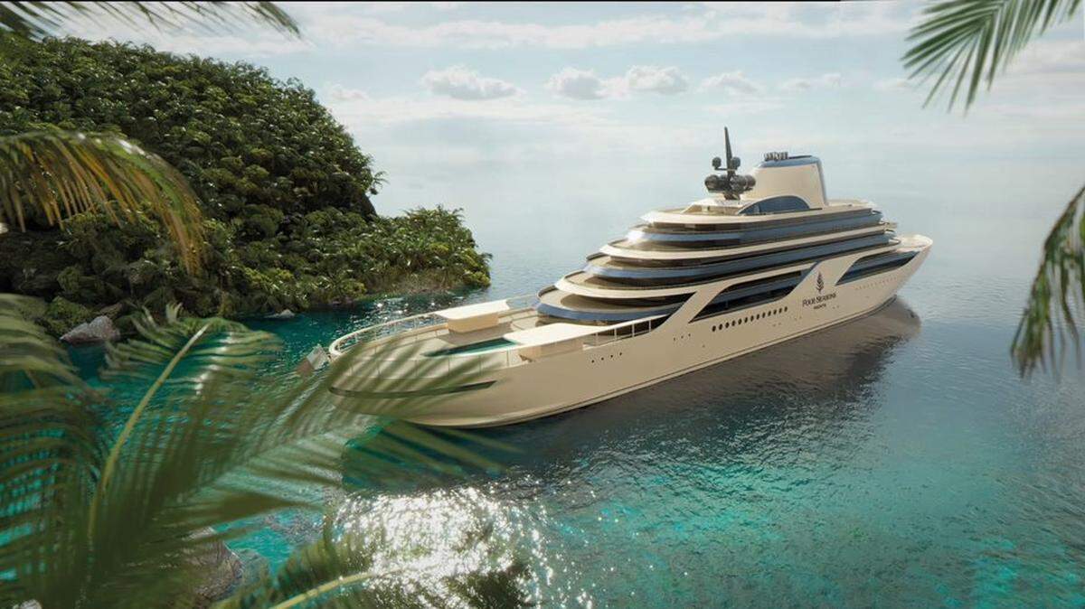 Here’s a rendering of the first Four Seasons yacht that will sail in 2025. The hotel company is spending $1.2 billion to build three luxury yachts.