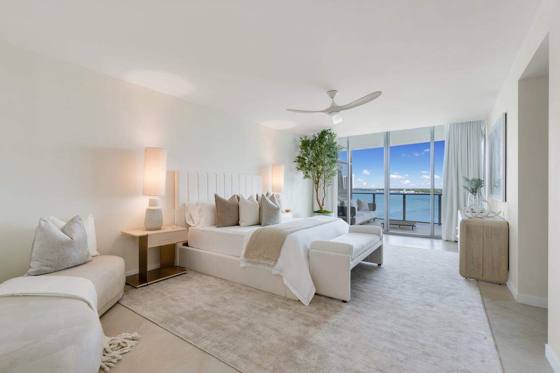 A bedroom in the Onda Residences penthouse purchased by former professional soccer player Ronaldo.