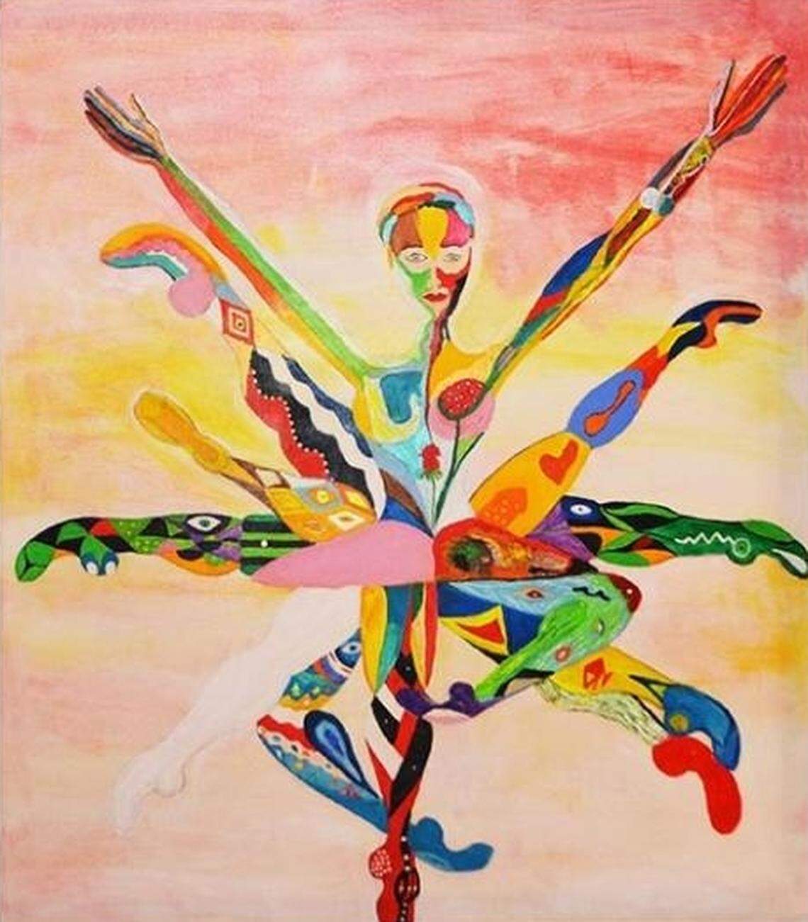 “Choreography” by artist Isanusi García Rodríguez, a former Miami City Ballet principal dancer, is one of the works painted after the dancer suffered a stroke in 2012.