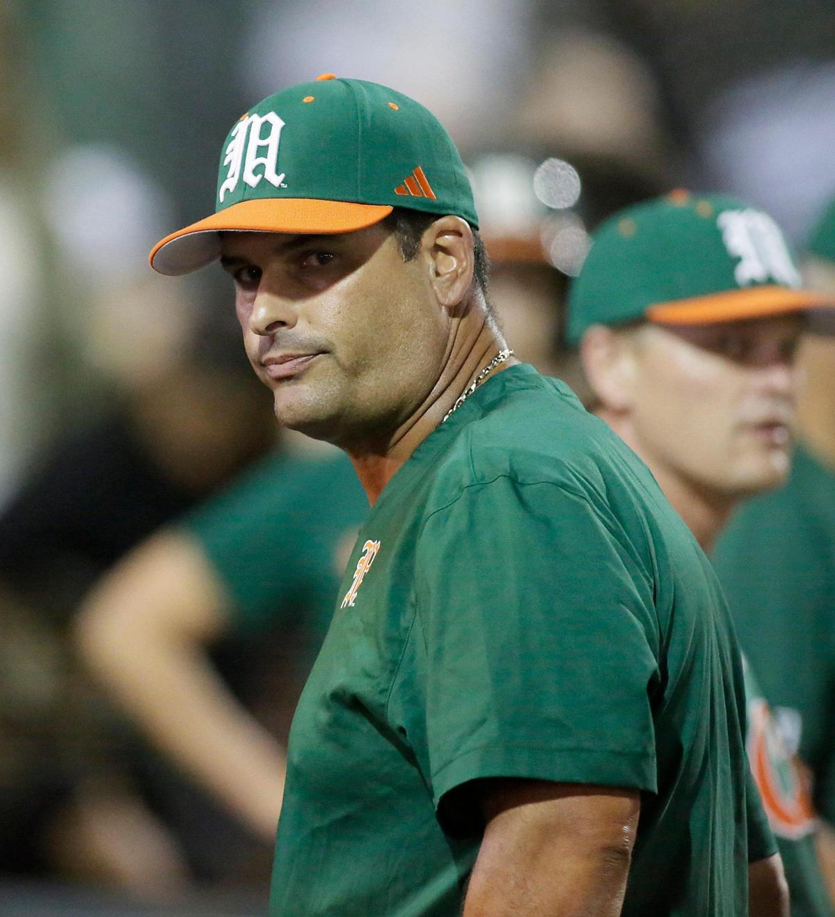 Miami Hurricanes baseball head coach J.D. Artega during the game against Florida State Seminoles on Saturday, March 22, 2025 at Alex Rodriguez Park at Mark Field in Coral Gables. Andrew Uloza / for Miami Herald
