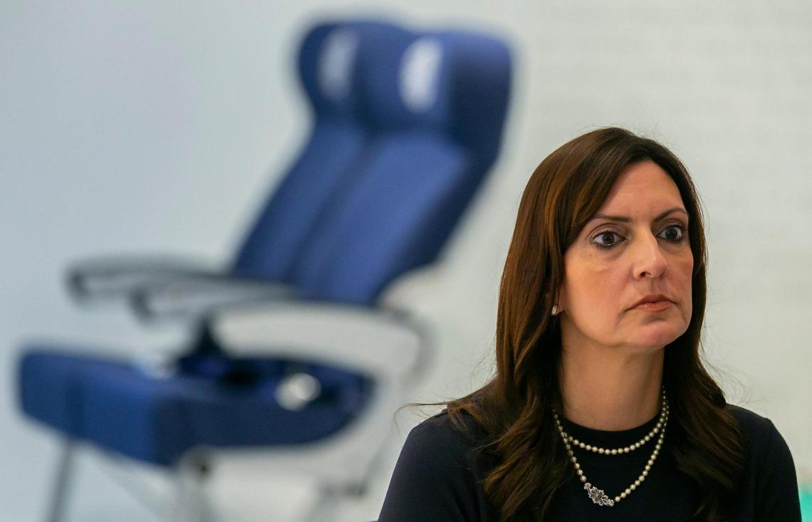 Lt. Gov. Jeanette Nuñez attends a roundtable discussion at the American Museum of the Cuban Diaspora in Miami’s Coral Way neighborhood on Monday, Feb. 7, 2022.