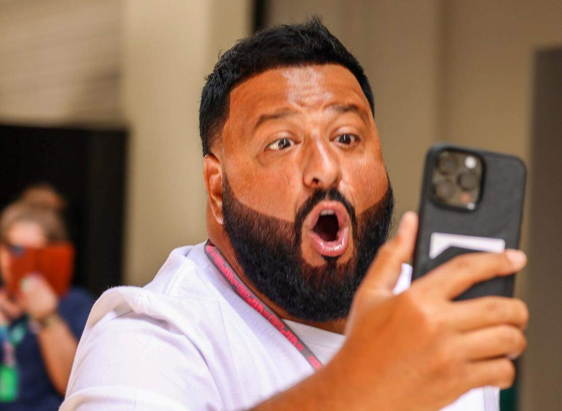 Khaled Mohammed “DJ Khaled” Khaled tours the paddock ahead of the first practice session at the Formula One Miami Grand Prix at the Miami International Autodrome on Friday, May 5, 2023, in Miami Gardens, Fla.