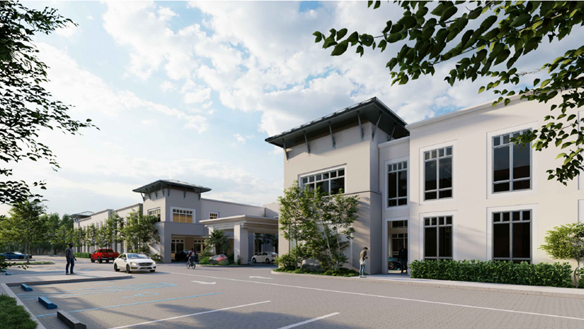 A rendering of the assisted-living facility proposed by GC3 Development to replace Norman Brothers Produce at 7621 SW 87th Ave.