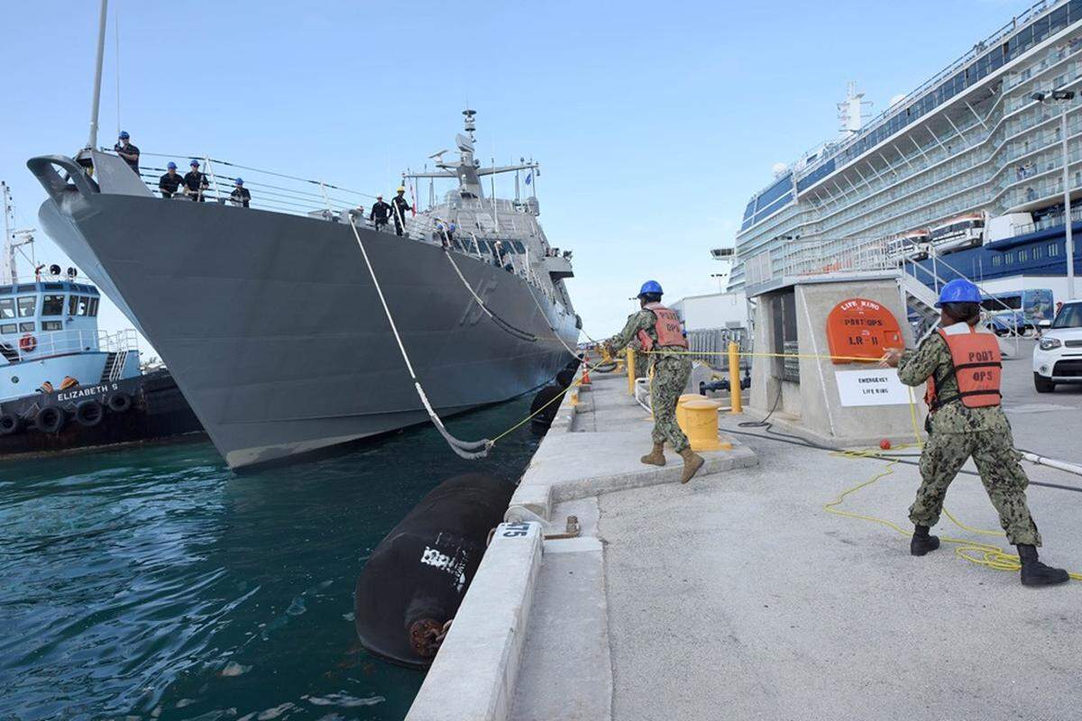 The future USS Billings arrives July 29, 2019, at the Key West harbor.