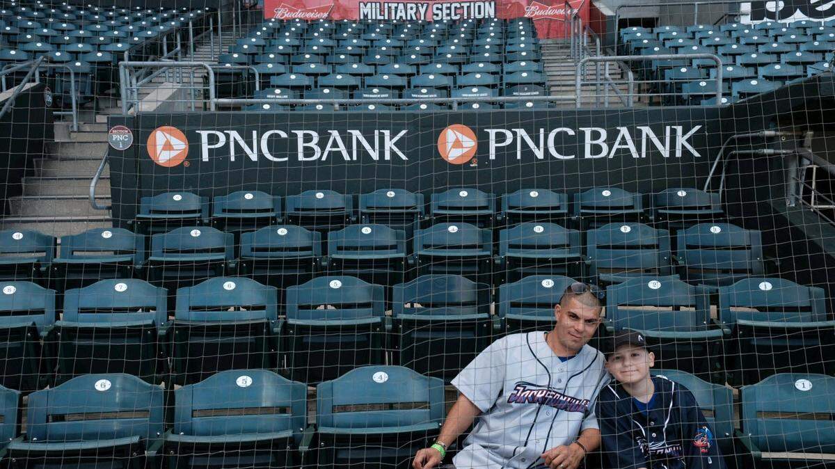Father-son duo Josh Ribeiro Sr. and Josh Ribeiro Jr were the only fans in attendance for the first five innings of a Jacksonville Jumbo Shrimp game on Tuesday, July 30, 2019. The Jumbo Shrimp are a  Double A affiliate of the Miami Marlins.