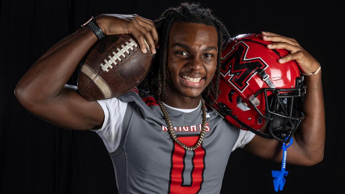Monarch Knights wide receiver Samari Reed (0) is photographed during Broward County High School football media day at Dave & Busters n Hollywood, FL, on Friday, August 2, 2024.