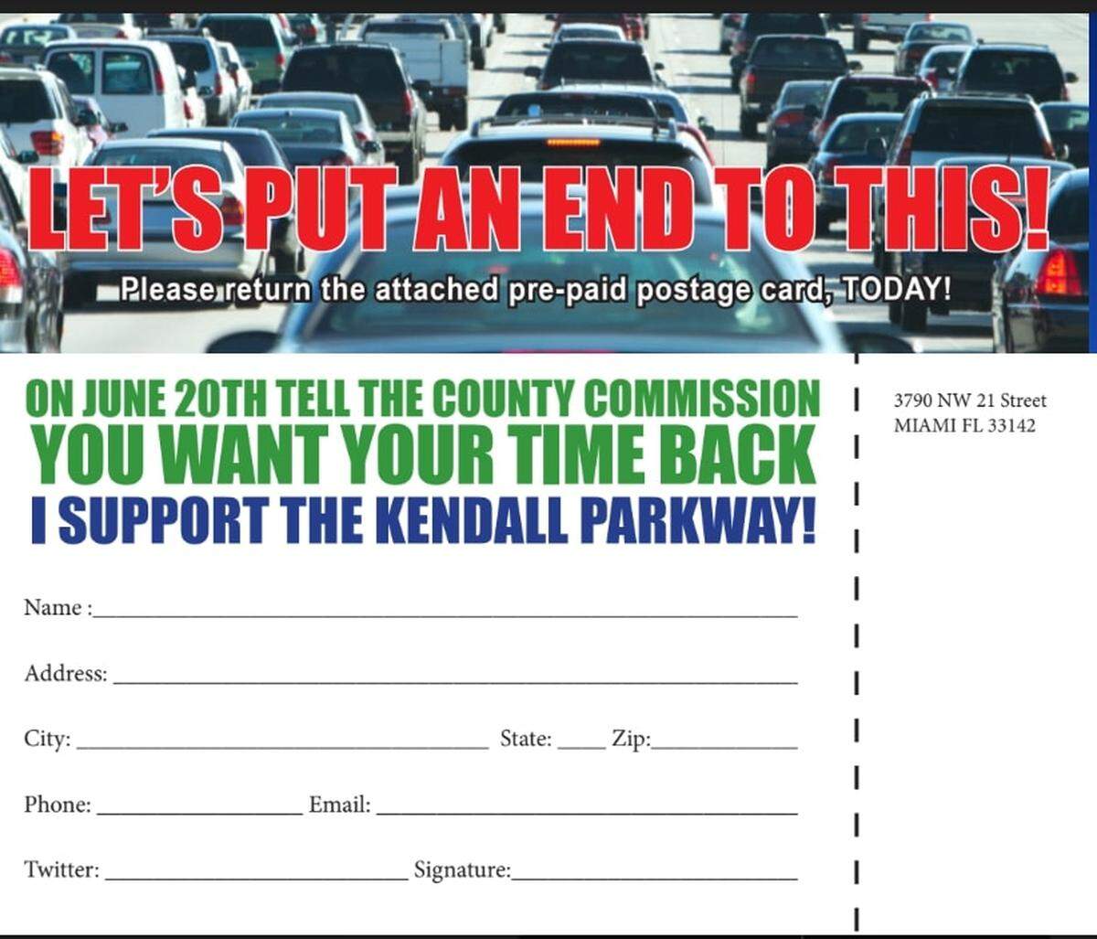 One of the cards Miami-Dade’s toll agency sent to residents asking them to support the proposed 836 extension.