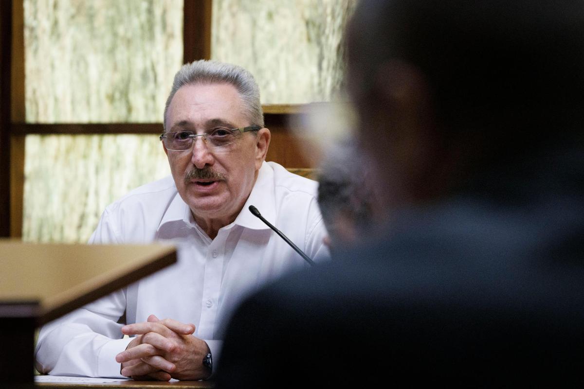 Marcelo Schiller, who was kidnapped and tortured by Noel Doorbal and Daniel Lugo, looks at Lugo for the first time before his testimony during the death penalty resentencing case of Doorbal and Lugo on Monday, Dec. 2, 2024, at the Richard Gerstein Criminal Courthouse in Miami.