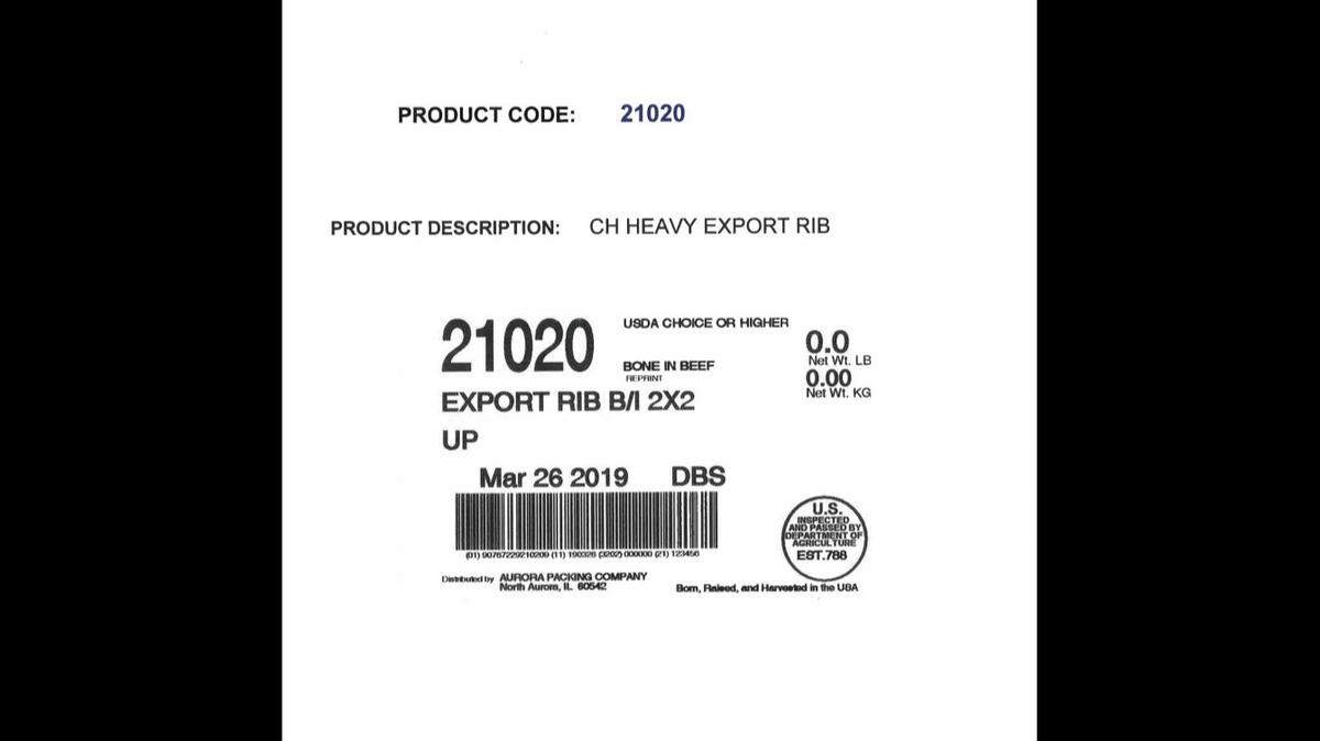 The recalled Aurora Packing Company raw beef products are detectable by the establishment number EST. 788 located inside the circlular USDA mark of inspection on the label.