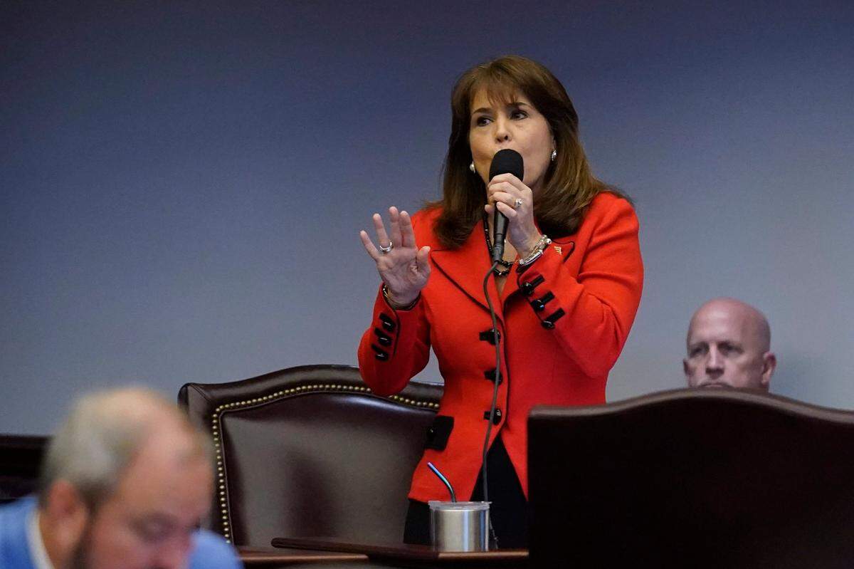 Florida Sen. Annette Taddeo speaks during a legislative session at the Florida State Capitol, Thursday, March 10, 2022, in Tallahassee, Fla.