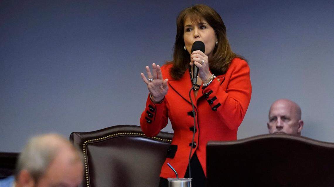 Florida Sen. Annette Taddeo speaks during a legislative session at the Florida State Capitol, Thursday, March 10, 2022, in Tallahassee, Fla.
