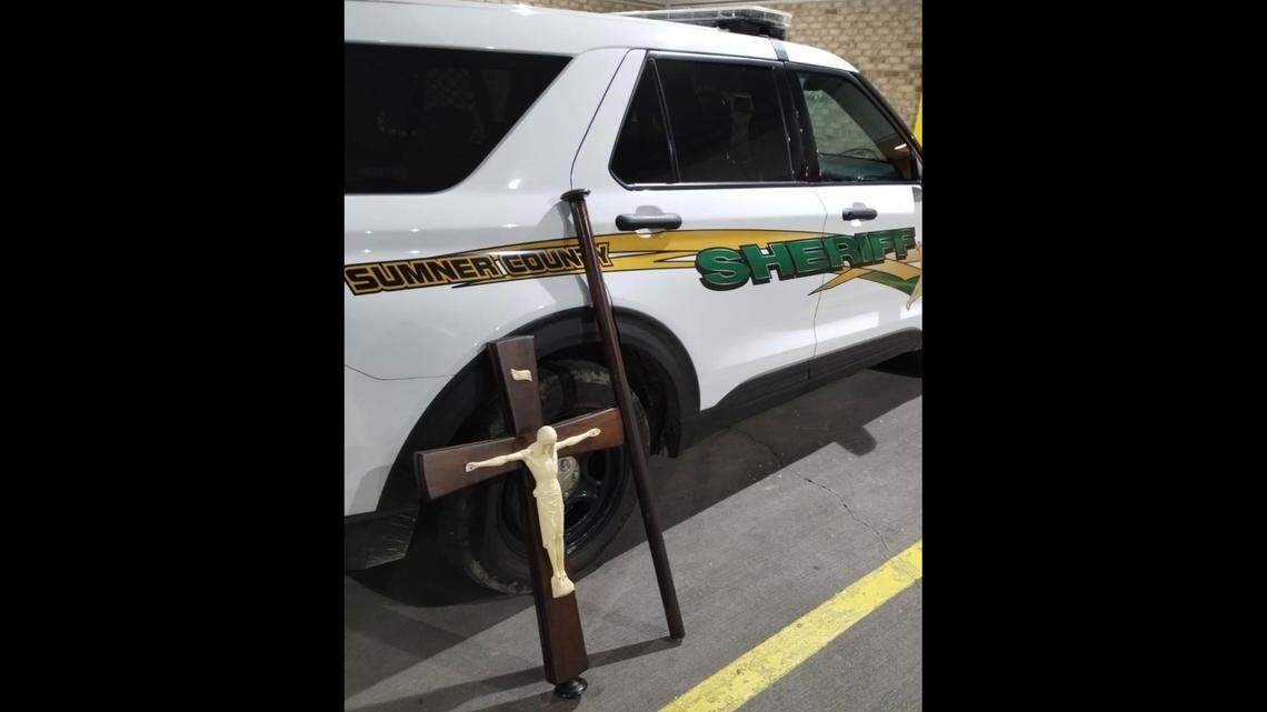 This crucifix was stolen from the altar of a Florida Catholic church and it was recovered in a Tennessee motel room, deputies say.