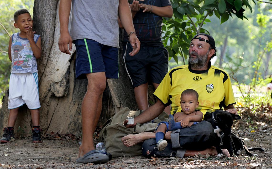 Venezuelans at a provisional camp outside of the Tienditas international bridge near Cúcuta, Colombia.