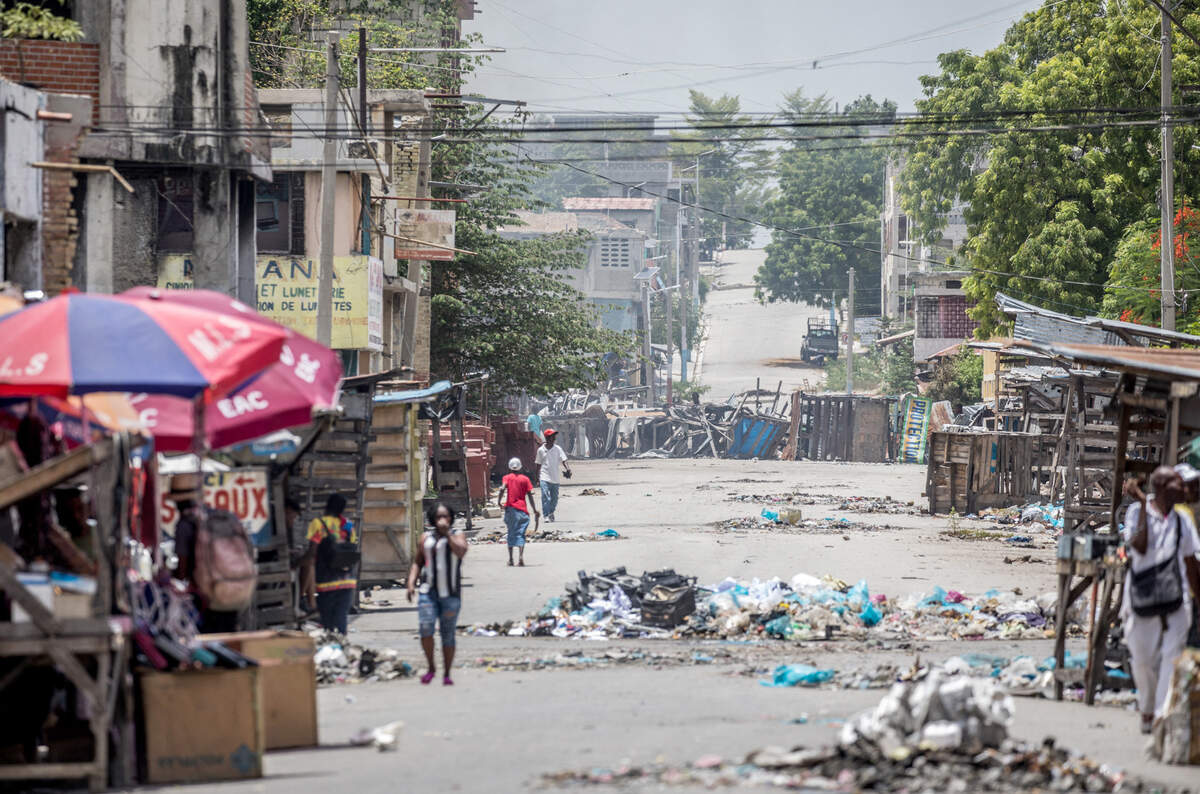 Garbage litters a street in the Bel-Air neighborhood of Port-au-Prince on July 13, 2021, in the wake of Haitian President Jovenel Moise's assassination.