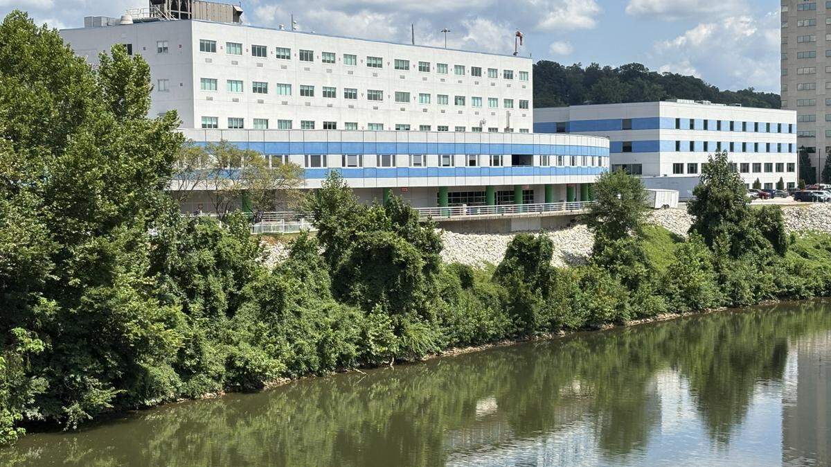 CAMC Women and Children’s Hospital in Charleston, West Virginia, is located on the banks of the Elk River. Extreme weather could cause the river to swell beyond its banks and surround the hospital, closing off all exits, according to a simulation of flooding data from the company Fathom. CAMC spokesperson Dale Witte said the hospital system has prepared by elevating electrical infrastructure and acquiring pumps.