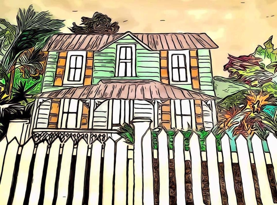 Maria Freed’s painting of “Seaside,” the 1909 Coconut Grove cottage that was torn down.