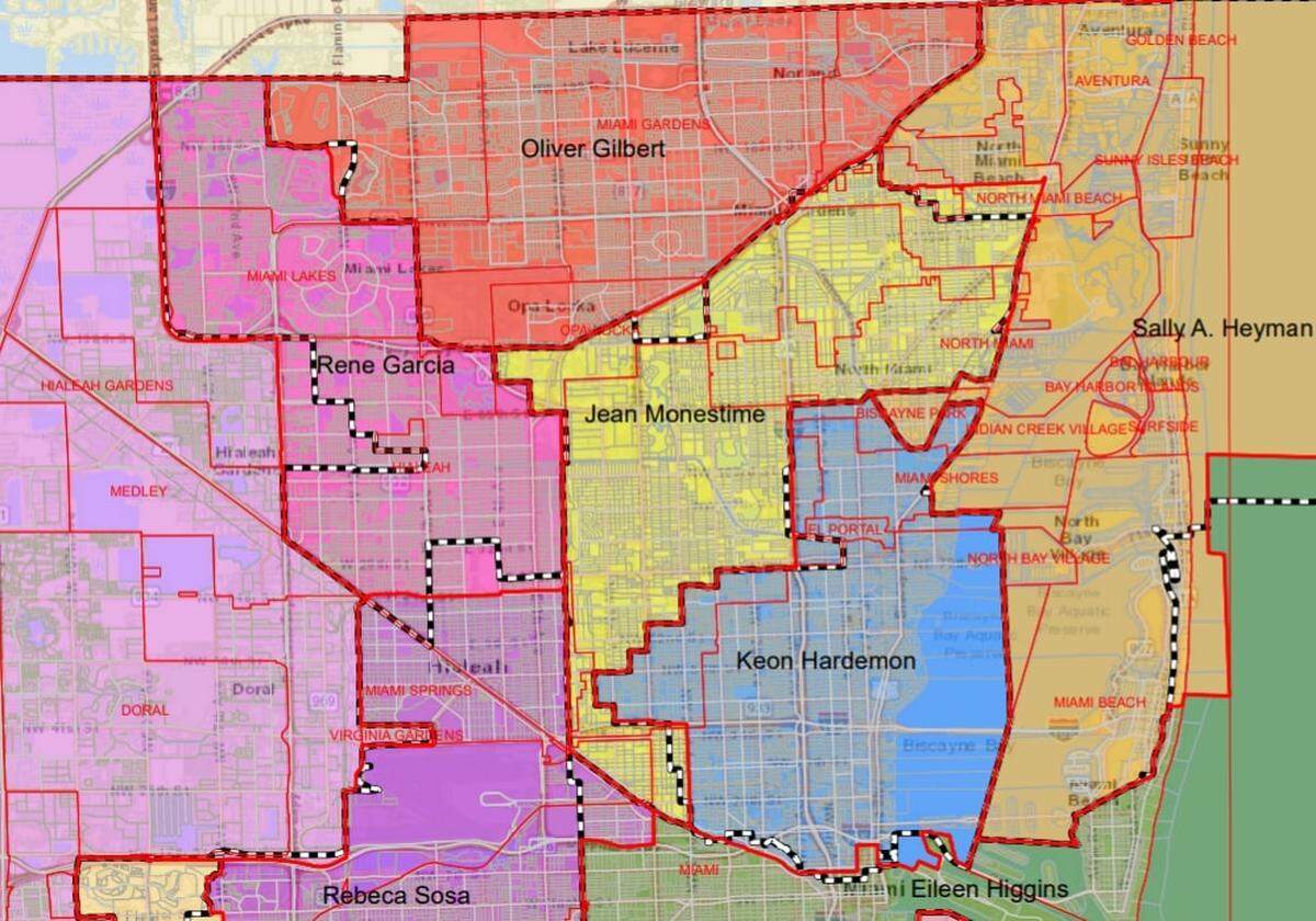 Miami-Dade County commissioners must redraw their districts based on 2020 Census data. A consultant’s proposal for a new map was released on Thursday, Sept. 30, 2021.
