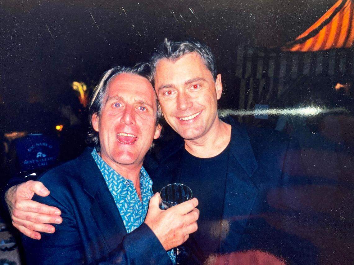 Tom Austin (left) with Glenn Albin, former editor-in-chief Ocean Drive magazine, in 1999.