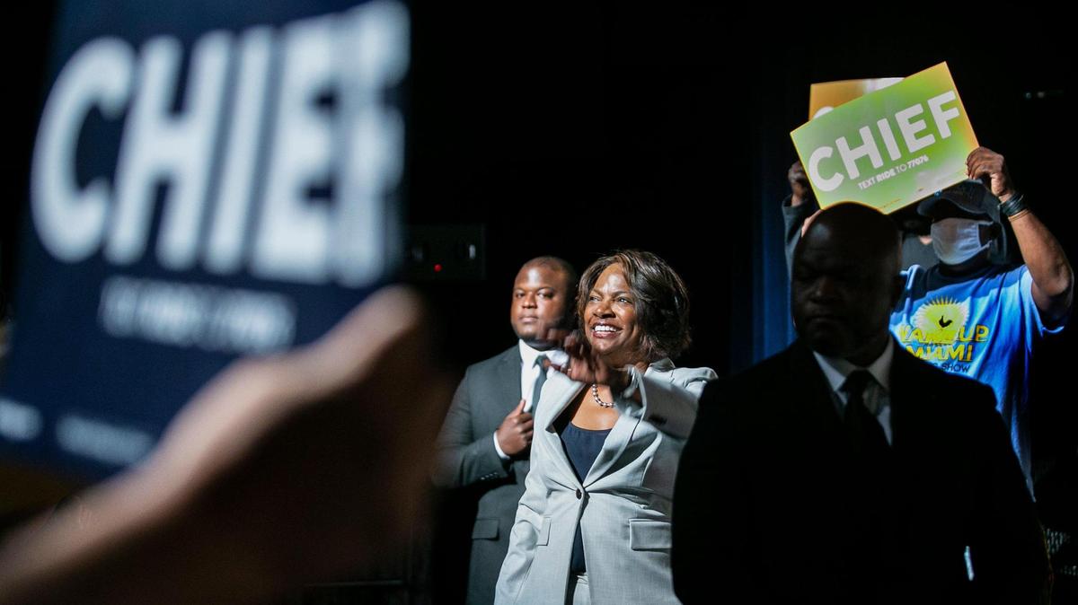 U.S. Rep. Val Demings, running for the Senate, smiles during the “Meet the Chief” rally at the Little Haiti Cultural Center in May.