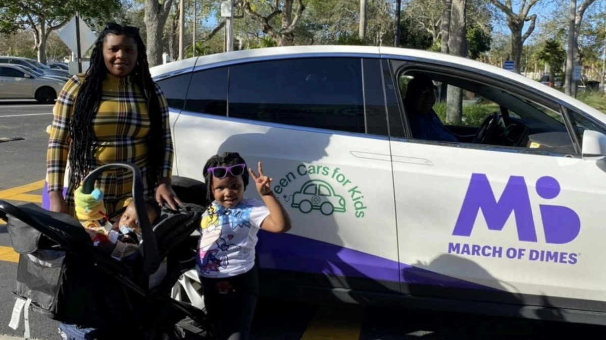 A South Florida mother along with her toddler and newborn received a ride from the nonprofit Green Cars for Kids for their well-baby & postpartum check-up medical appointment.