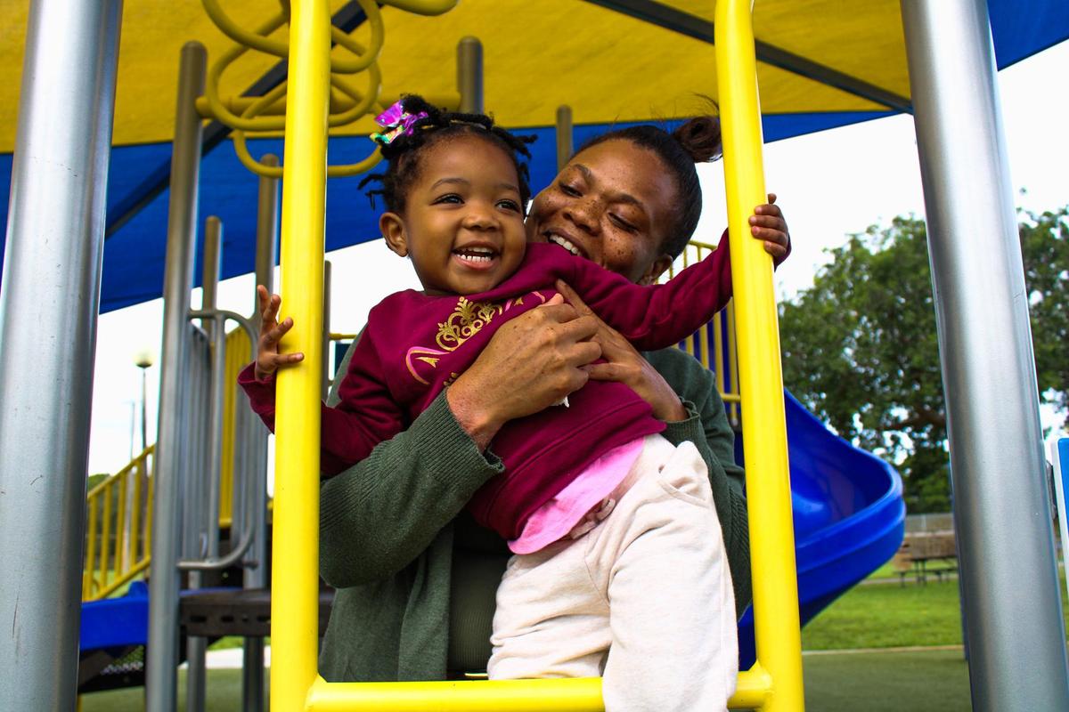 Cliffvonia Rigby and her 2-year-old daughter Elizabeth enjoy their time together at Claude Pepper Park in North Miami.