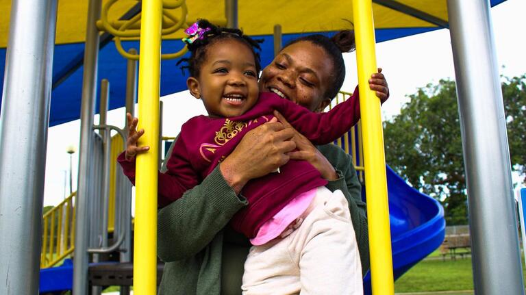 She’s saving money for a home, but for now she and her daughter live in a shelter