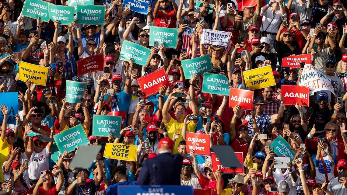 Former President Donald Trump speaks to supporters during a political rally at the Miami-Dade County Fair and Exposition on Sunday, Nov. 6, 2022, in Miami, Fla. The rally was held in anticipation of the Nov. 8th elections.