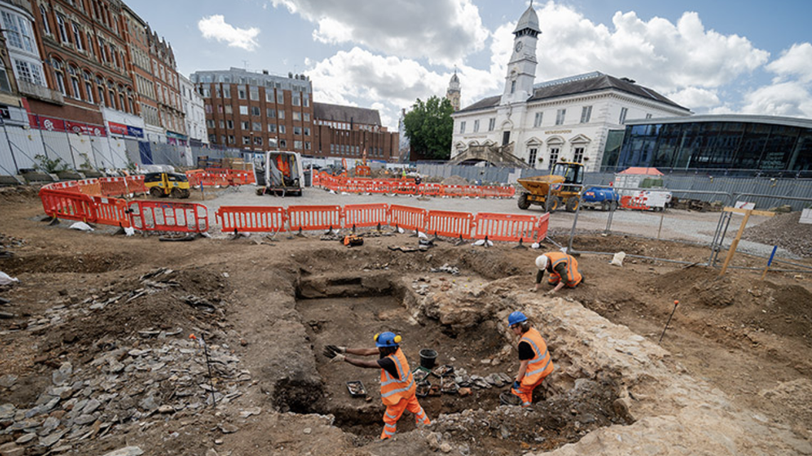 Groundwork in a UK city market place revealed medieval and Roman history.