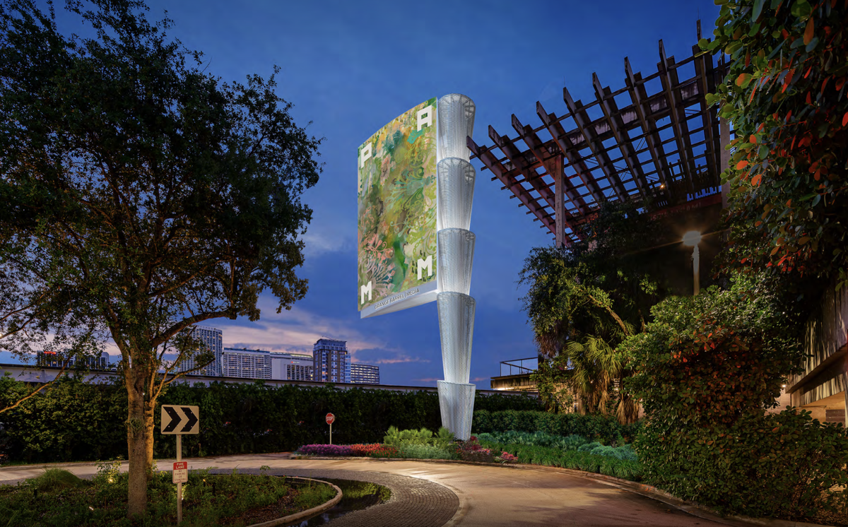 A rendering of a digital billboard that the Pérez Art Museum of Miami is building on its campus in downtown Miami.