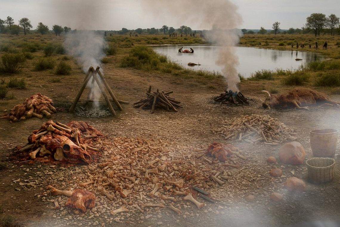 Lots of animals could have been processed together, researchers said. (This image was created using OpenAI/ChatGPT (version 4o, 2025) based on text instructions for illustration and subsequently edited and retouched by a graphic designer)