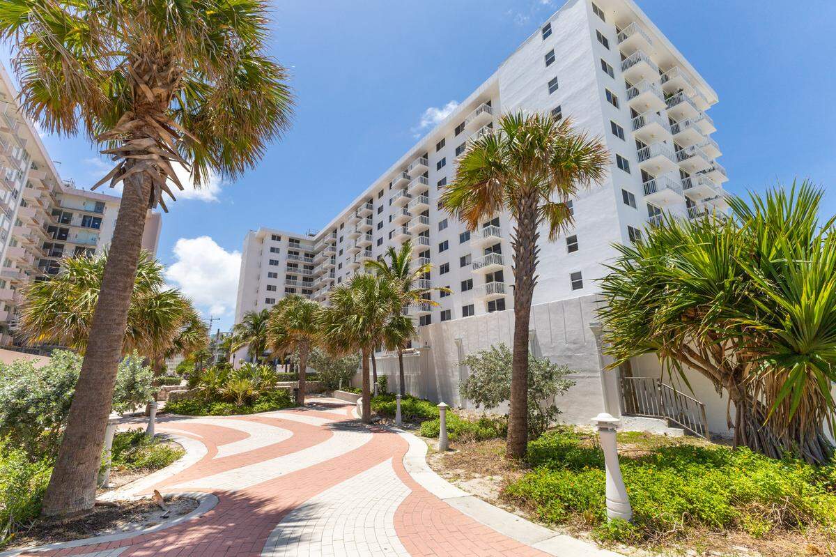 A one bedroom apartment goes for $2,900 a month on the fifth floor at the Presidential Condominium at 401 Ocean Drive. Above: A photo outside of the Presidential Condominium.