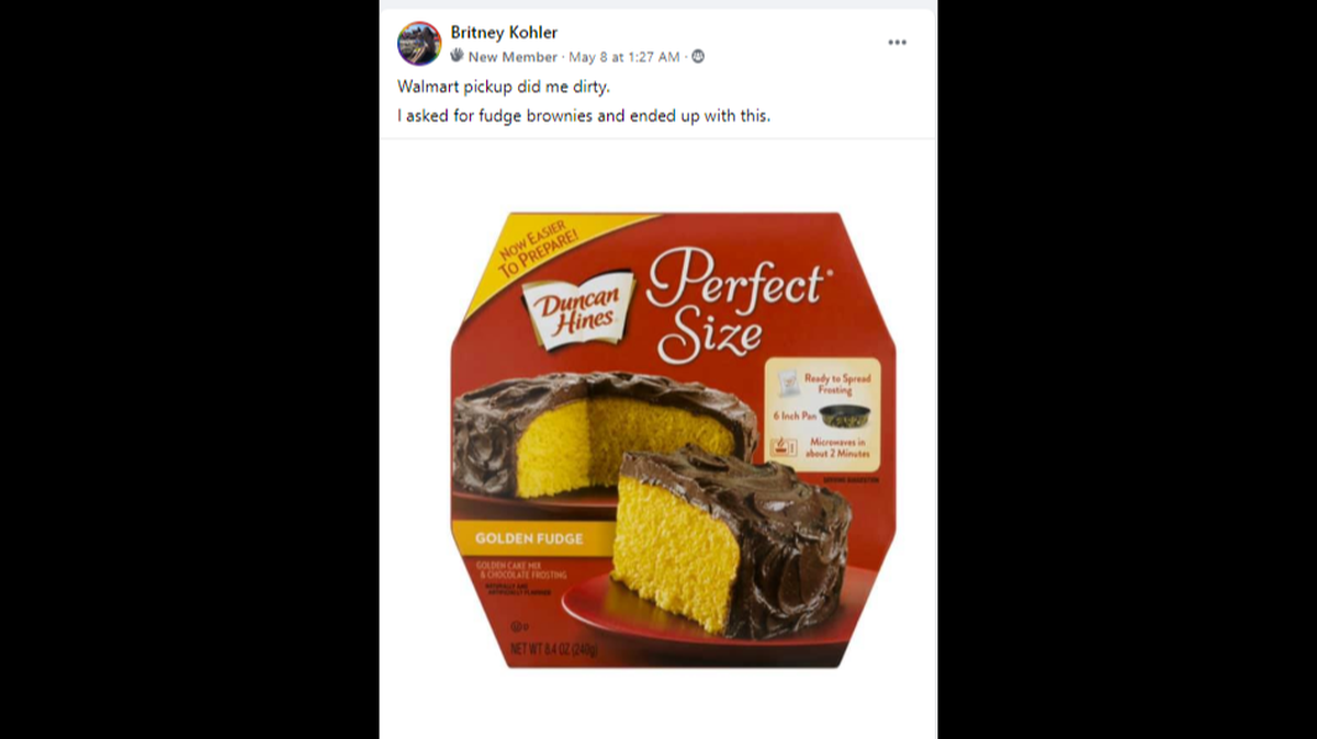 Microwave cake mix instead of brownies left this shopper amused.