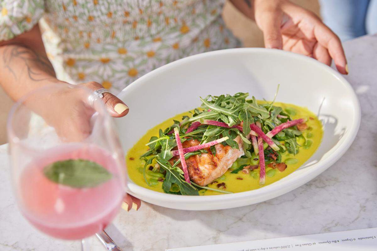 The grilled sustainable salmon at True Food Kitchen.