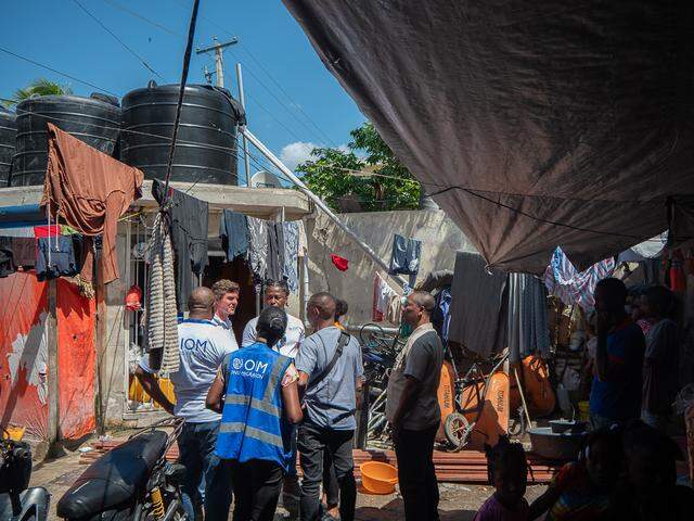 Grégoire Goodstein, the United Nations International Organization for Migration chief of mission in Haiti, visits a displacement camp where some of the more than 1.45 million people driven out of their homes by gangs, live.