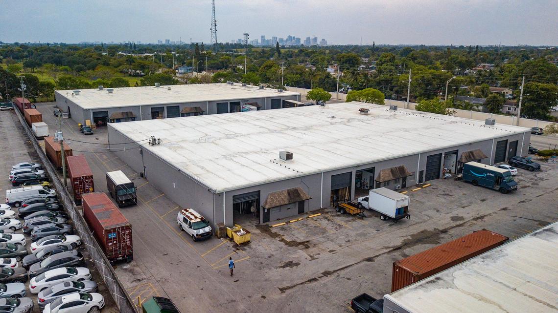 A parking lot in Fort Lauderdale where a container was parked in February to collect items to ship to Haiti. Among the items dropped off were two boxes filled with ammunition and a half dozen firearms.