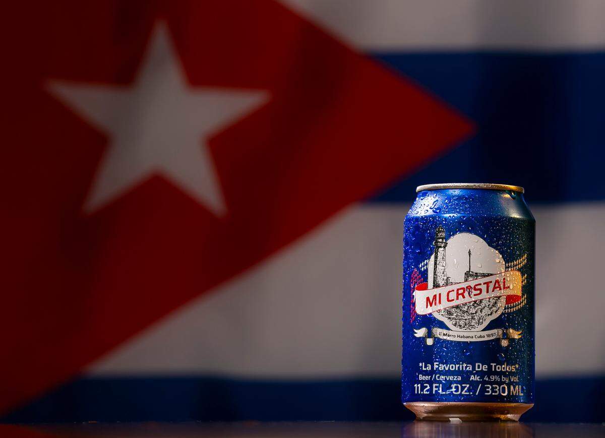 Cuban themed beer Mi Cristal