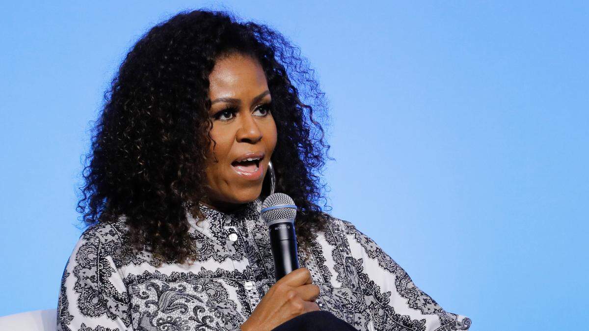 Former first lady Michelle Obama speaks during an event for Obama Foundation in Kuala Lumpur, Malaysia.