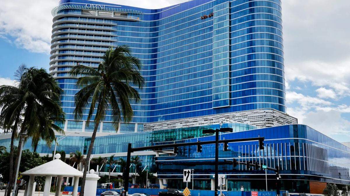 The Omni hotel, at 1950 Eisenhower Blvd., was originally expected to open its doors to travelers this fall in Fort Lauderdale, but unspecified delays have put the long-awaited opening on hold. It is shown here on Thursday, Oct. 16, 2025.
