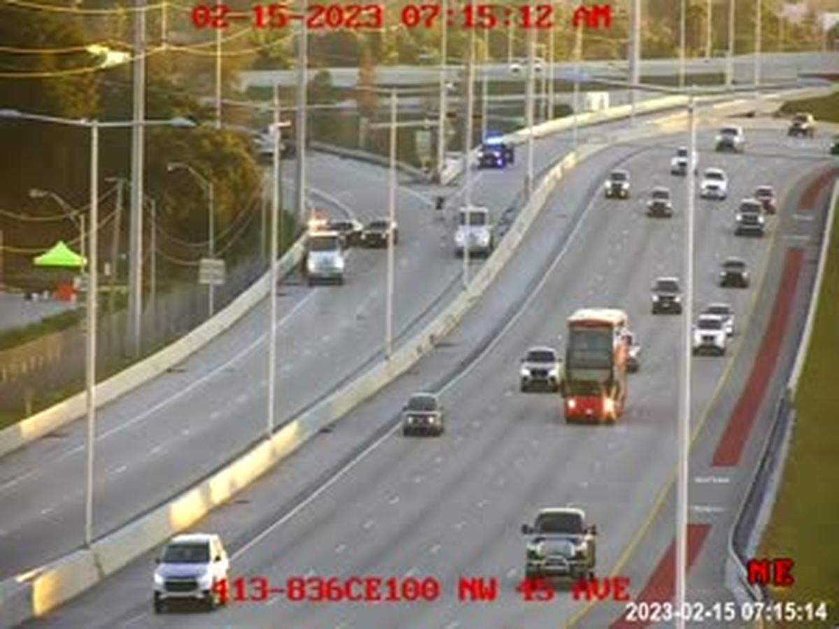 The entrance to the westbound Dolphin Expressway, State Road 836, was shut down Wednesday morning after a crash.