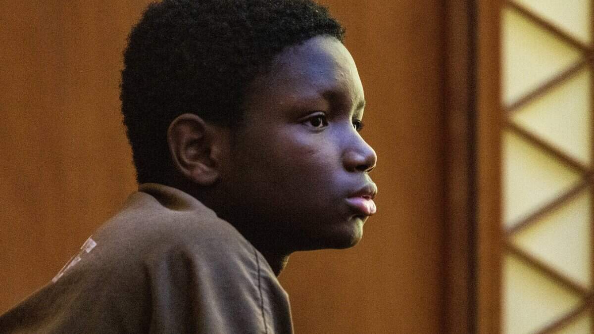 Defendant Xavier Tyson, 15, who is charged as an adult in the rape of a 12-year-old girl in Overtown, reacts during a bond hearing in front of Judge Richard Hersch, at Courtroom 4-8 at the Richard E. Gerstein Justice Building, on Friday, June 26, 2026.