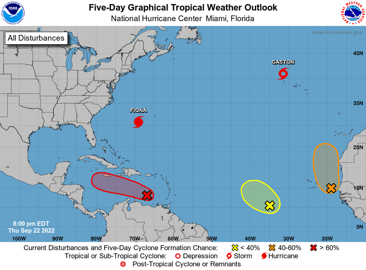 Forecasters are watching five systems in the Atlantic basin.