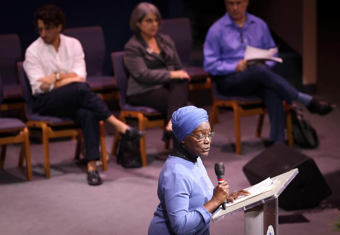 Khalilah Abdullah of Masjid Al Ansar talks about the issue of housing and gentrification during the PACT Nehemiah Action Assembly, where elected officials are invited to make commitments to the community.