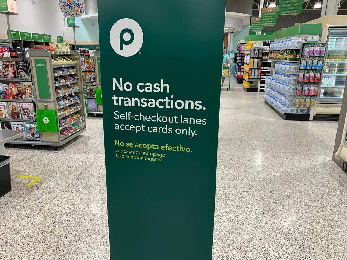 Publix’s new self checkout lanes accept only digital or credit card transactions, no cash. But they accept all of the credit cards staffed cashier lanes take, as well as Apple Pay and the Publix app. This Pinecrest store at 13401 S. Dixie Highway in Pinecrest added the self-checkout option in September 2022.