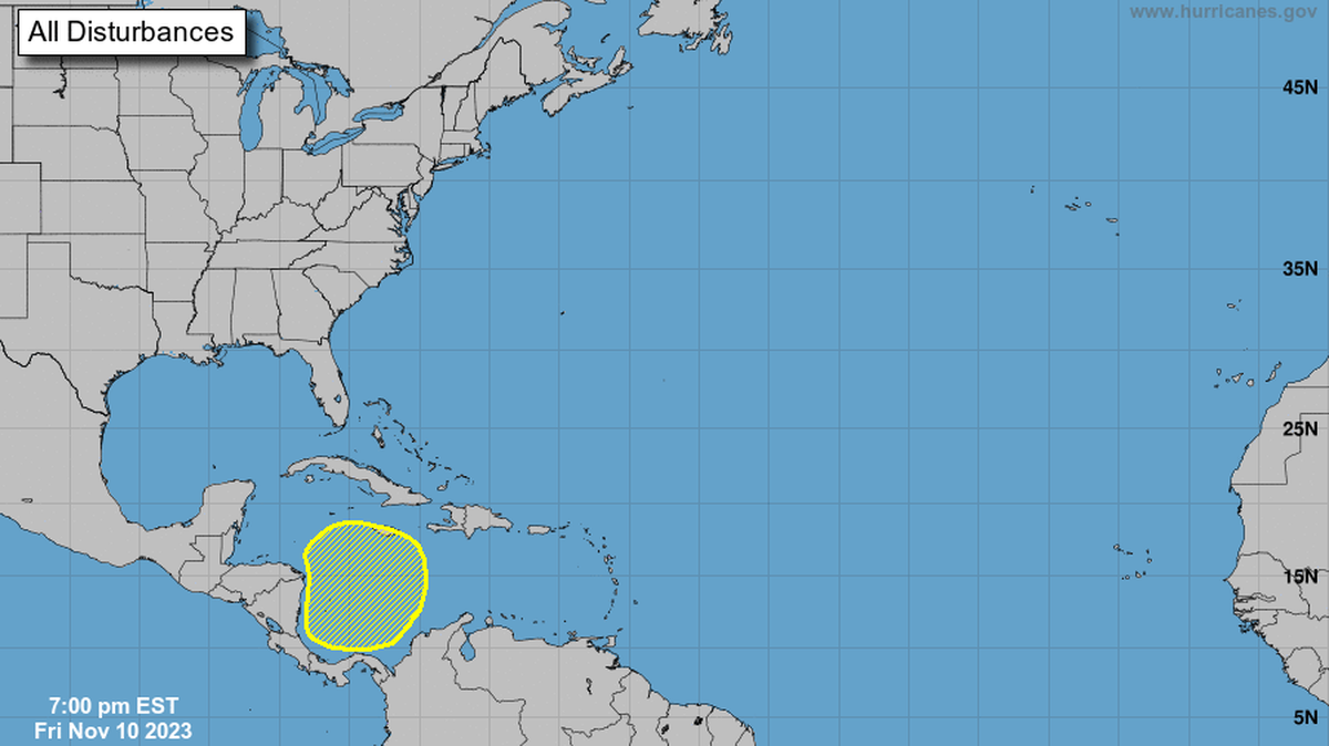 A tropical disturbance may soon form in the Caribbean Sea, the National Hurricane Center said Friday, Nov. 10, 2023.