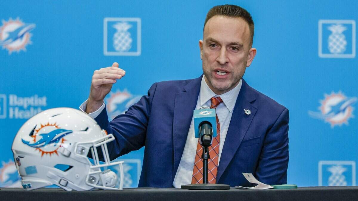 New Miami Dolphins Head Coach Jeff Hafley speaks during a press conference at the Baptist Health Training Complex in Miami Gardens, Florida, on Thursday, January 22, 2026.