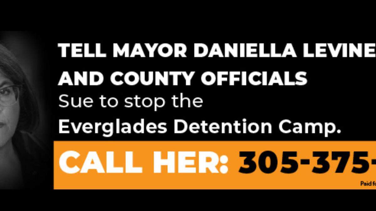 An image of a digital billboard ad appearing on two highways in the Miami area. They were paid for by the Florida Immigrant Coalition.