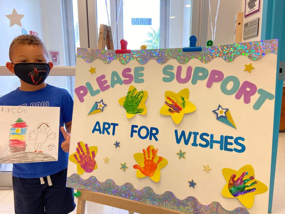 Jacob Williams, a student at TLE participated in the Art For Wishes fundraiser to support children at Make-A-Wish.